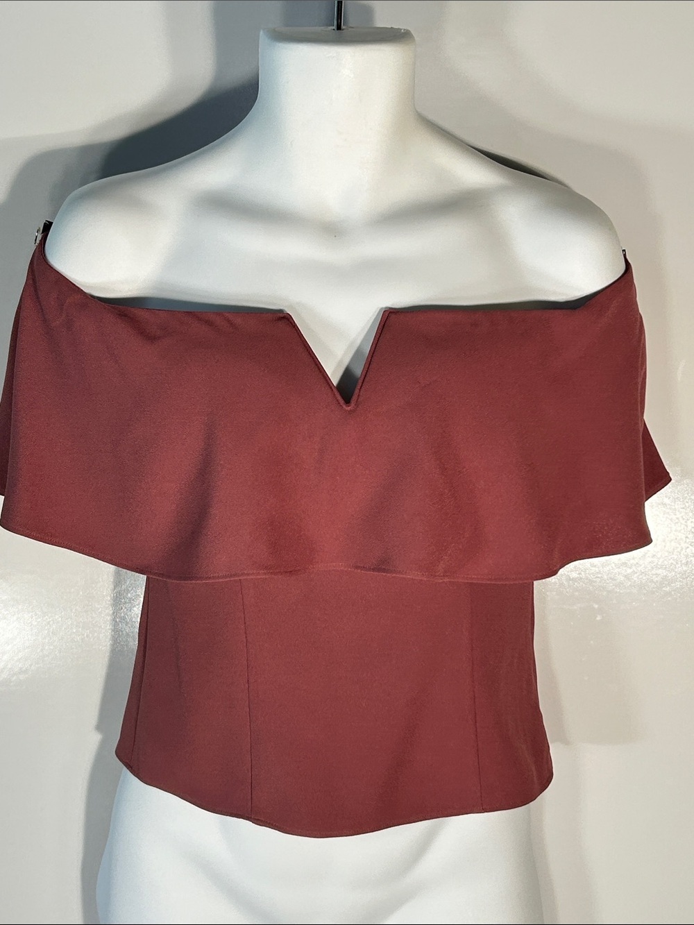Leith SZ S Dusty Rose Off-Shoulder Crop Top Boho Coquette Romantic Whimsigoth